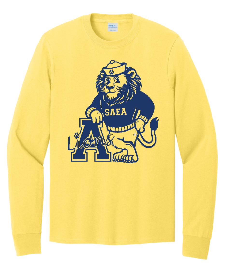 **Pre-Sale** SAEA Lions Spirit Long Sleeve Cotton Shirt (Youth and Adult)