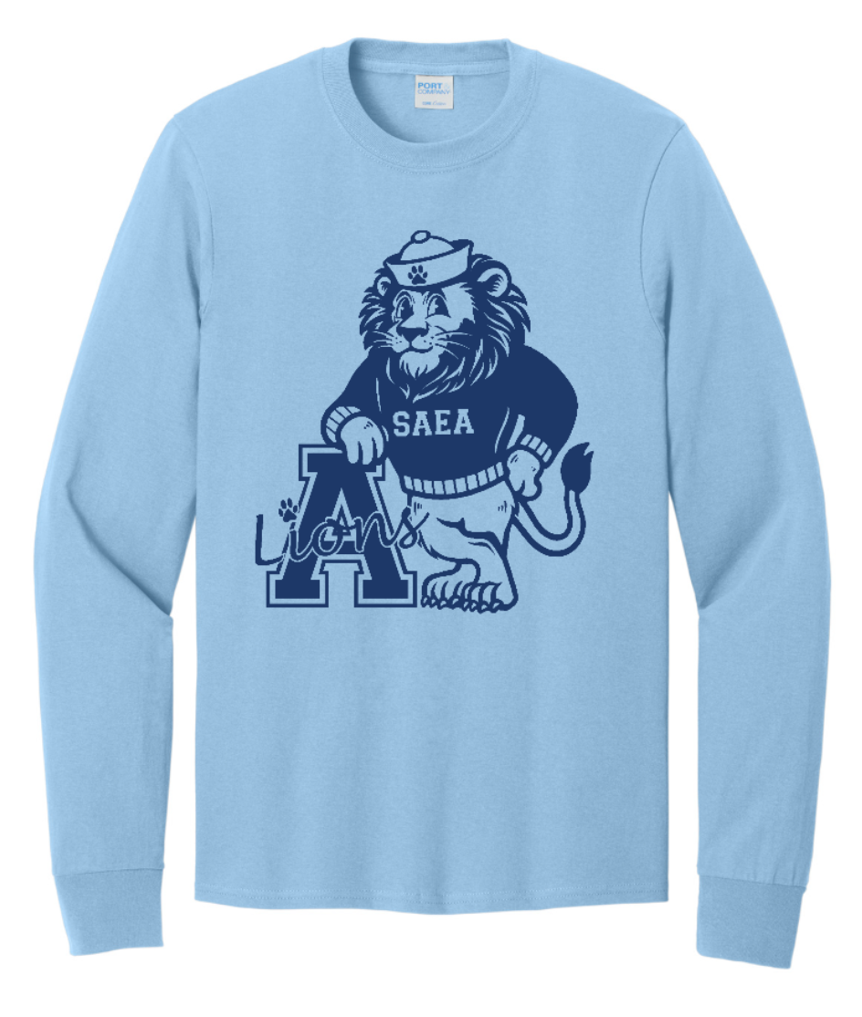 **Pre-Sale** SAEA Lions Spirit Long Sleeve Cotton Shirt (Youth and Adult)