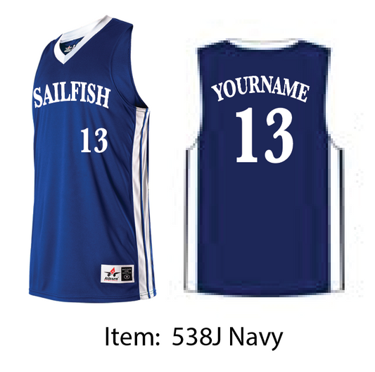 Sailfish Blue Custom Basketball Jersey