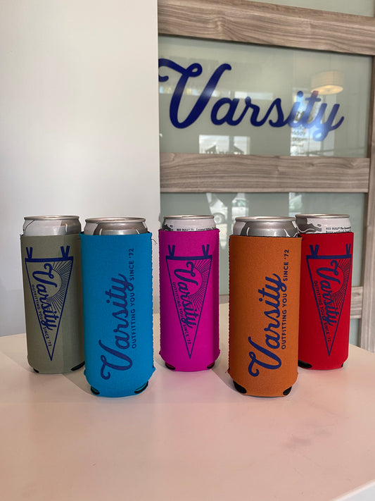 Varsity Penant Logo Slim Can Koozies